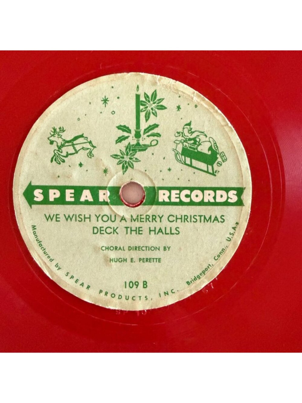 Vintage 1950s Silent Night Red Vinyl 78 Record Christmas Decor Spear Records - Picture 4 of 12